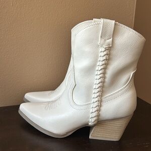 Dolce Vita White Braided Western Heeled Boots